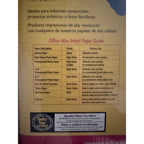 OfficeMax High Gloss Photo Paper 20 Sheets 8.5" x 11" 96 Bright - Picture 5 of 5